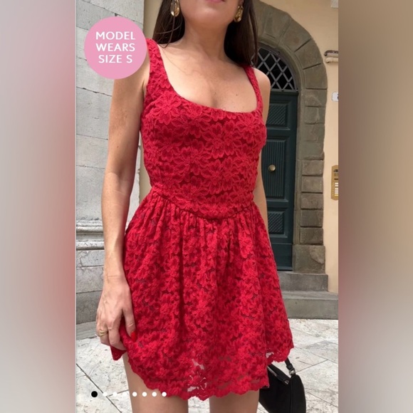 Ricci Skort Dress in Red Lace - Picture 1 of 6